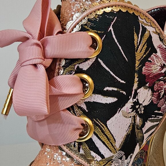 Irregular Choice Floral and Glitter Bootie - Picture 2 of 10